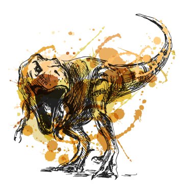 Renkli el kroki tyrannosaurus