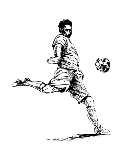 Hand Sketch Soccer Player Vector Illustration — Stock Vector