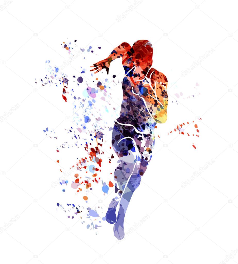 Vector color illustration of a runner