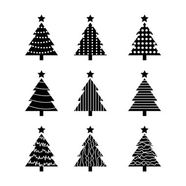 Noel ağaçlarının vektör siluetleri
