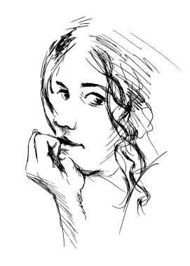 El bir kadının kafasını çizimi