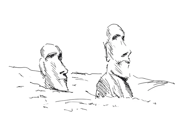 Croquis à la main des statues sur l'île de Pâques — Image vectorielle