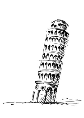 Hand sketch leaning tower of Pisa clipart