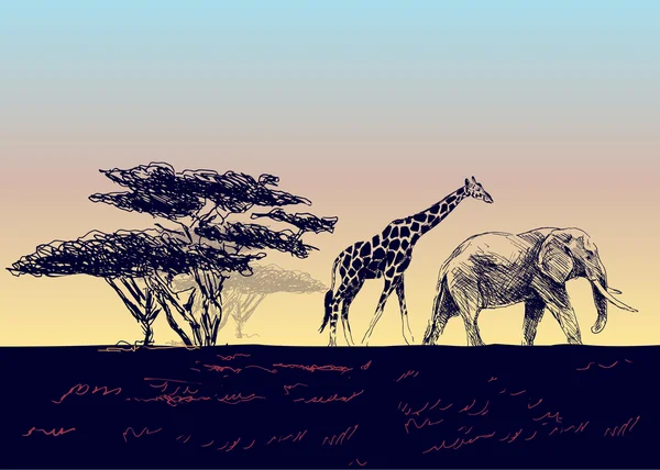 Paisaje africano — Vector de stock