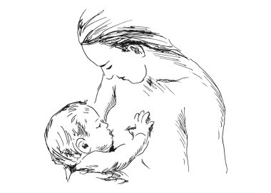 El kroki Hemşirelik Anne ile bebek