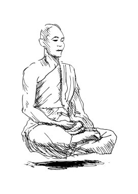 Keşiş meditasyon el kroki