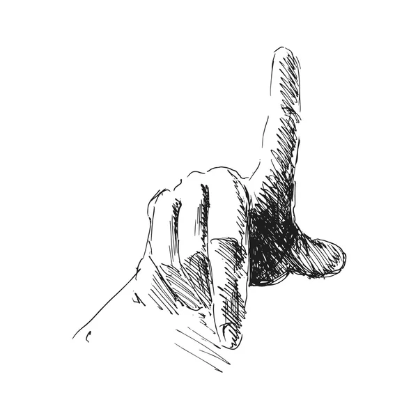 Schets van het indrukken van de hand — Stockvector