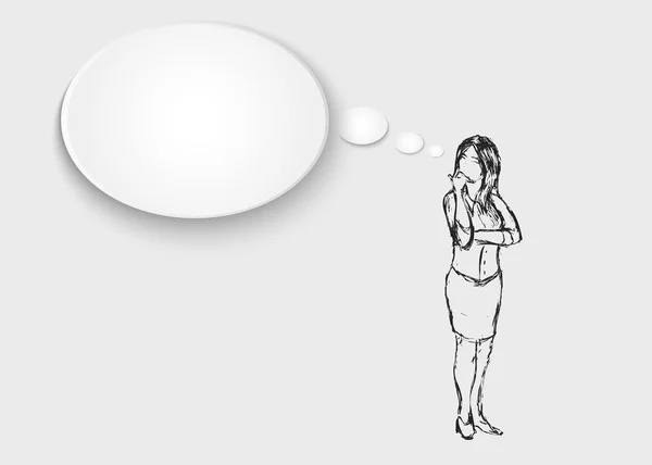 Illustration vectorielle d'une femme pensante — Image vectorielle
