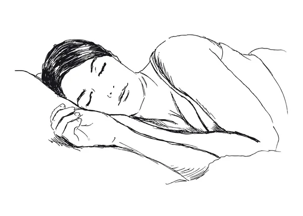 Sketch of a sleeping woman — Stock Vector