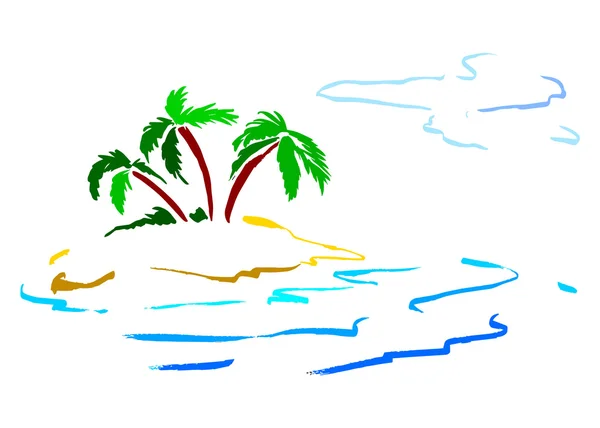 Isla con palmeras — Vector de stock