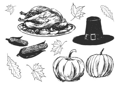 Set of sketches on the thanksgiving day