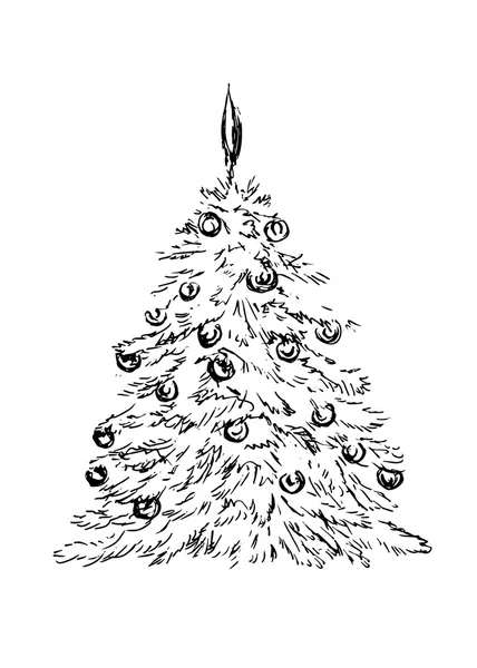 Hand schets kerstboom — Stockvector