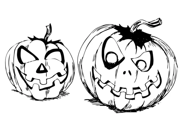 Dibujo a mano dos calabazas de Halloween — Vector de stock