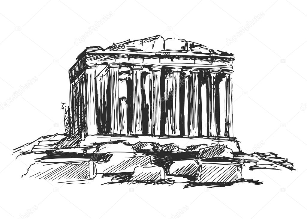 Acropolis in Athens. Landmark in Greece. Vector illustration in doodle  style, linear 23786517 Vector Art at Vecteezy