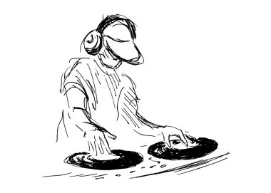 hand sketch DJs clipart