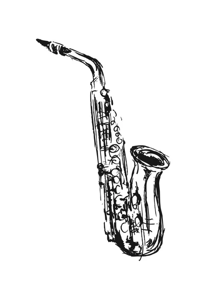 Hand schets saxofoon — Stockvector