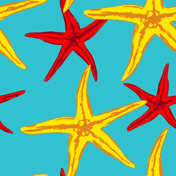 Fondo sin costuras con estrellas de mar — Vector de stock