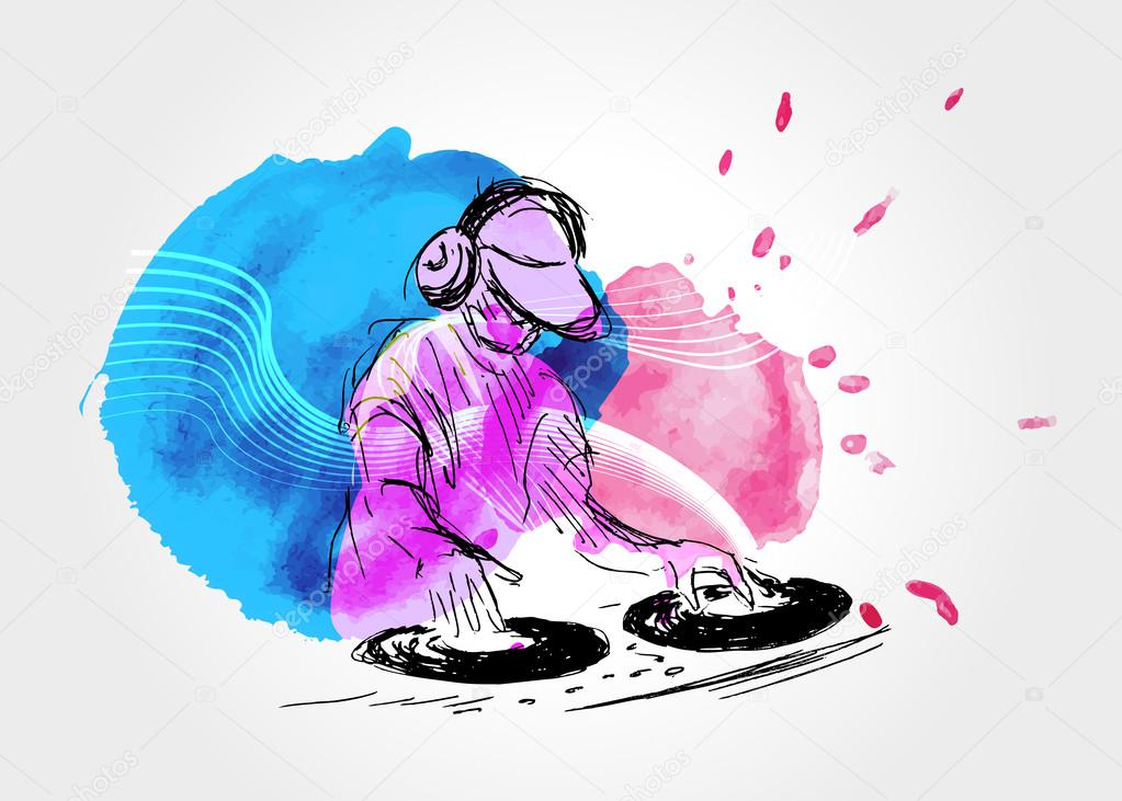 vector background with DJs