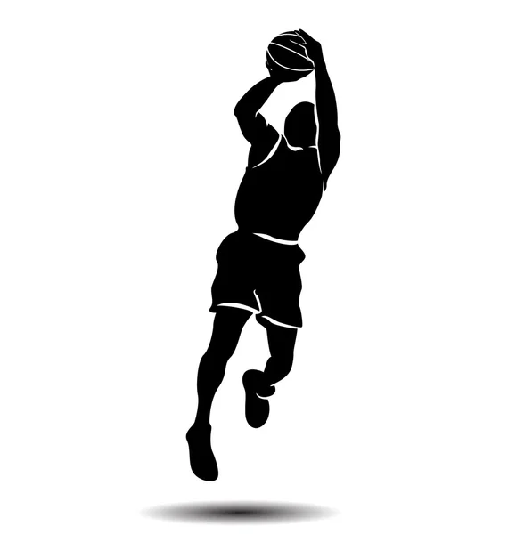 Silueta de un jugador de baloncesto — Vector de stock