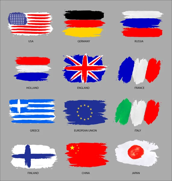 Set de banderas pintadas — Vector de stock