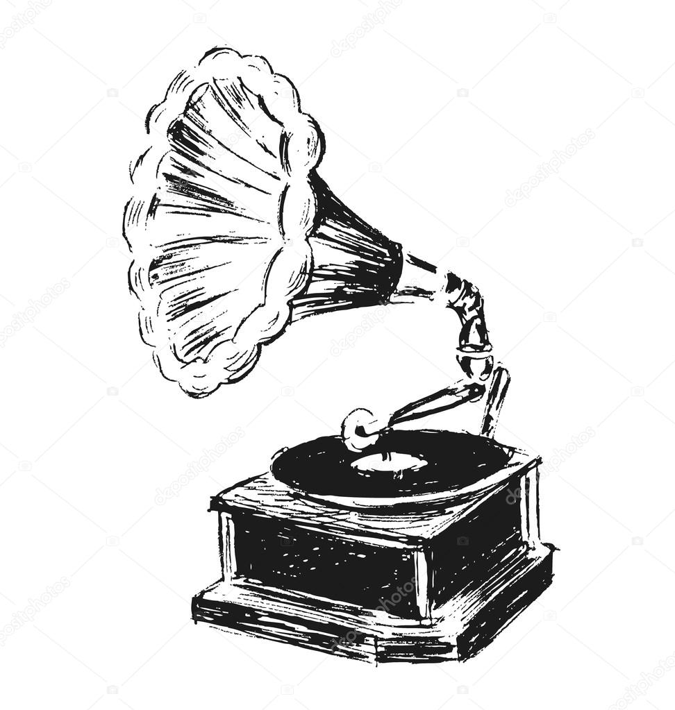 Hand sketch phonograph