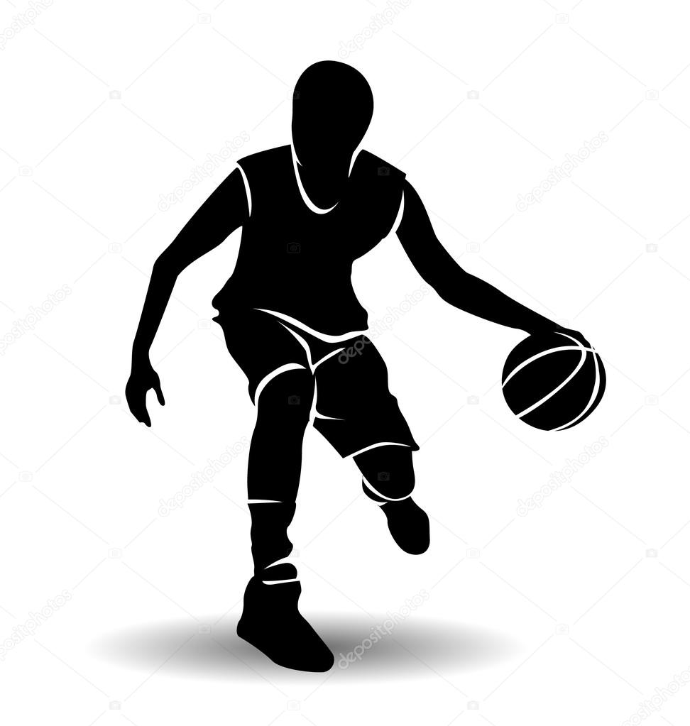Download Silhouette of basketball player with ball — Stock Vector © onot #87573148