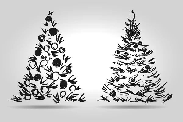 Skizze von Weihnachtsbäumen — Stockvektor