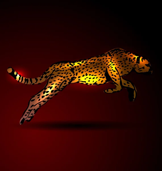 Ilustración vectorial a color de un jaguar saltando — Vector de stock