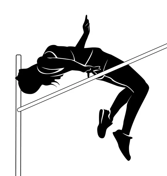 Силуэт самки прыгуна в высоту — стоковый вектор