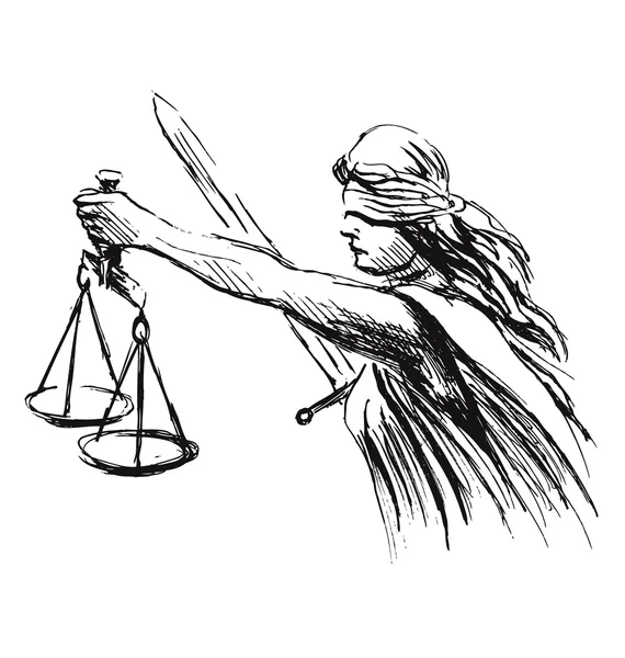 Hand schetsen allegorie van Justitie — Stockvector