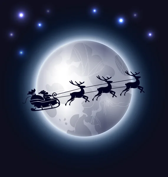 Santa Claus and the moon — Stock Vector