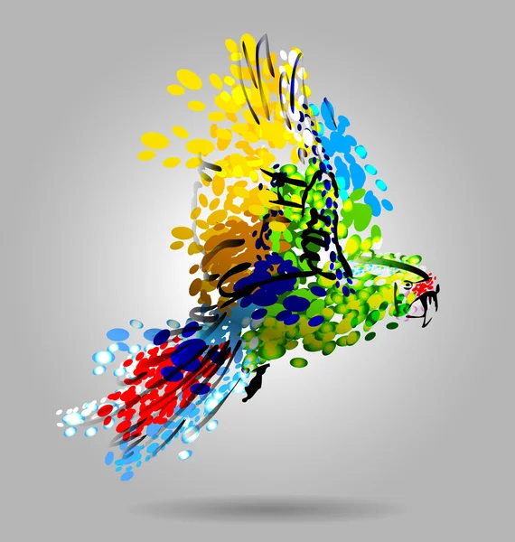 Ilustración de guacamayo volador — Vector de stock