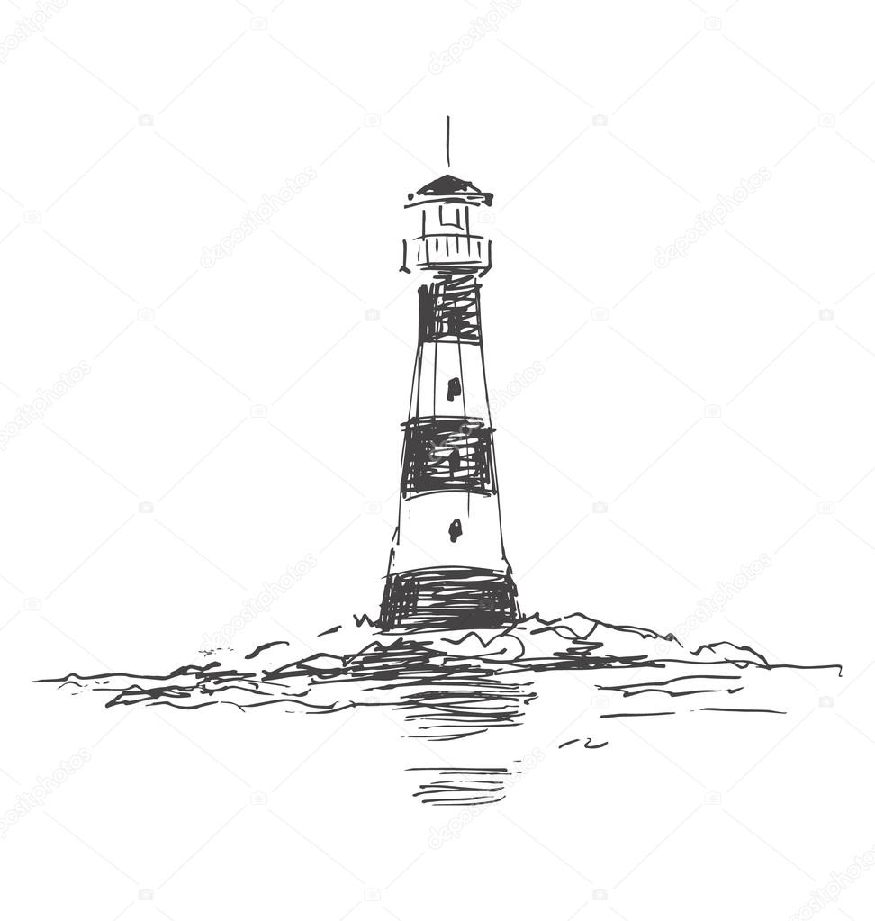 Hand sketch lighthouse