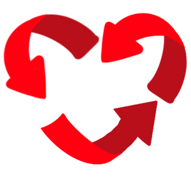 Kırmızı Geri Dönüşüm Okları Kalp Şekli Aşk Ekolojisi Konsepti Simgesi.