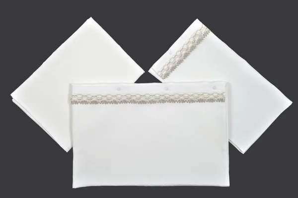 Üç beyaz yastık kılıfı — Stok fotoğraf