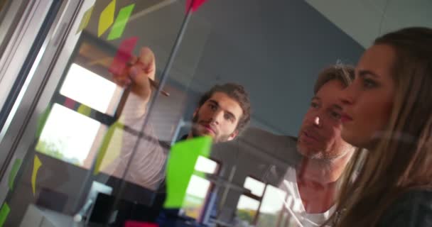 Team lyssnar uppmärksamt på business leader brainstorming koncept — Stockvideo
