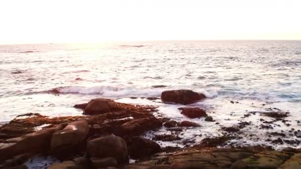 Vänner som går på stranden vid solnedgången — Stockvideo