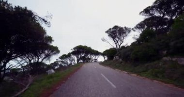 Dağın tepesindeki asfalt yola bakın.