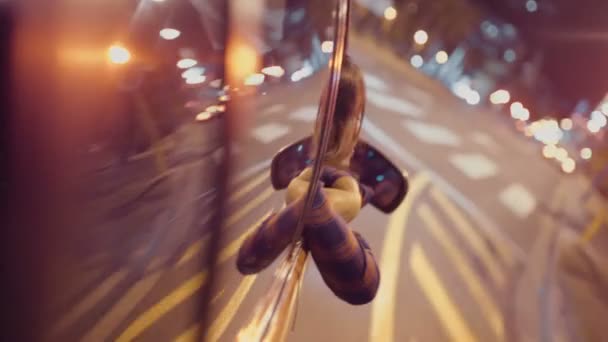 Girl leaning out of car window — Stock Video