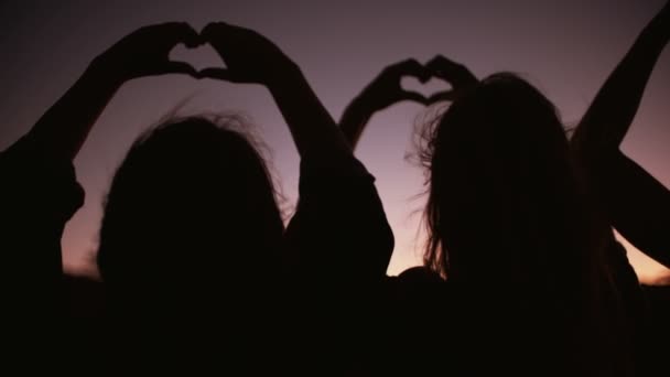 Adolescentes haciendo formas de corazón con las manos — Vídeo de stock