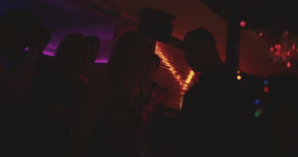 Silhouettes of party crowd in Night Club — Stock Video