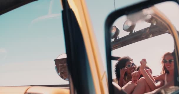 Mixed racial group of friends laughing in mirror — Stock Video