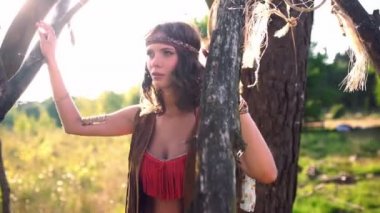 Boho stil açık havada kız