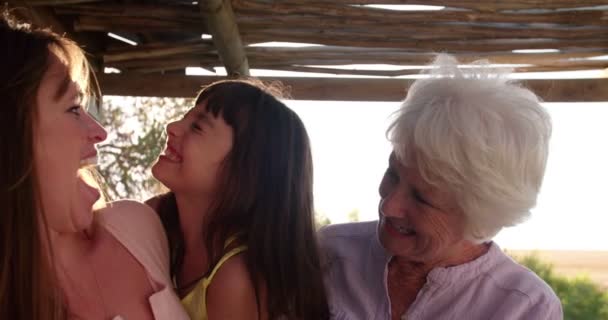 Little girl with her mother and grandmother — Stock Video