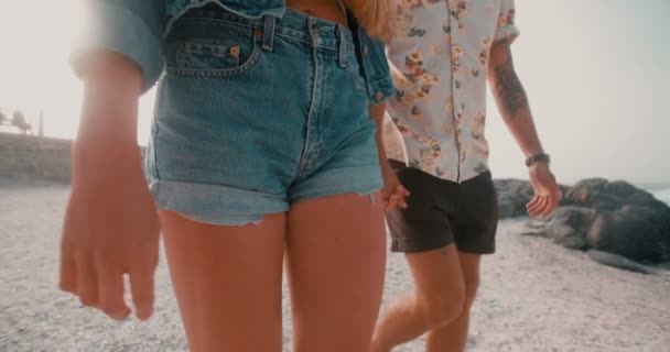 Hipster couple holding hands — Stock Video