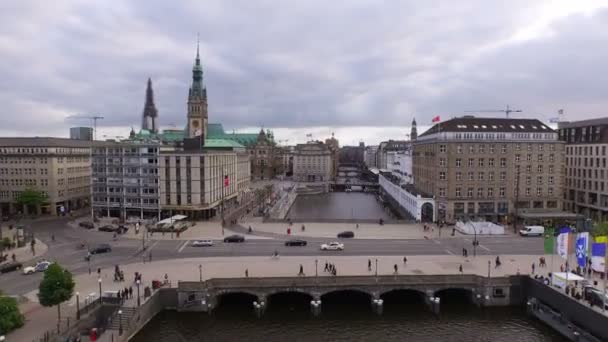 Widok z lotu ptaka na Hamburg — Wideo stockowe