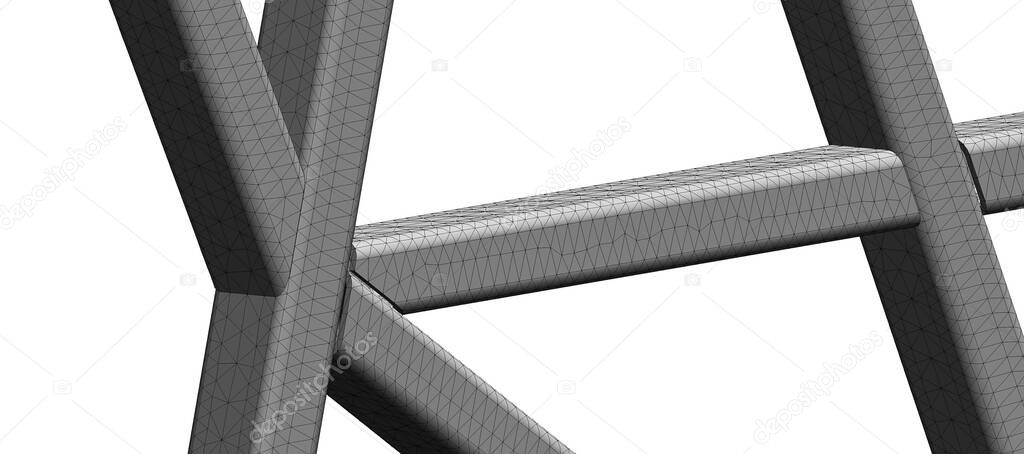 3D illustration CAD model of a steel framework construction