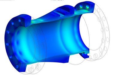 Stresses in the cross-section of a machine part - finite element analysis von mises stress distribution