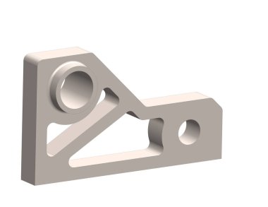 Beyaz üzerinde izole edilmiş kaba mekanik bir parçanın üç boyutlu görüntüsü