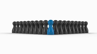 3D Görüntü - Bir grup çalışanın önünde lider 